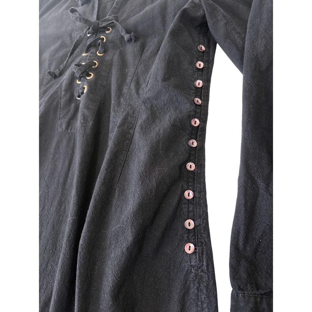 Free People Black Long Sleeve Gothic Lace Up Size Large Whimsigoth Maxi Dress‎ - Picture 4 of 12